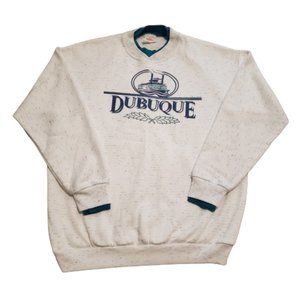 Vintage Bay Bridge Dubuque Iowa Sweater Men's XL White 1992 Retro 90s Travel USA